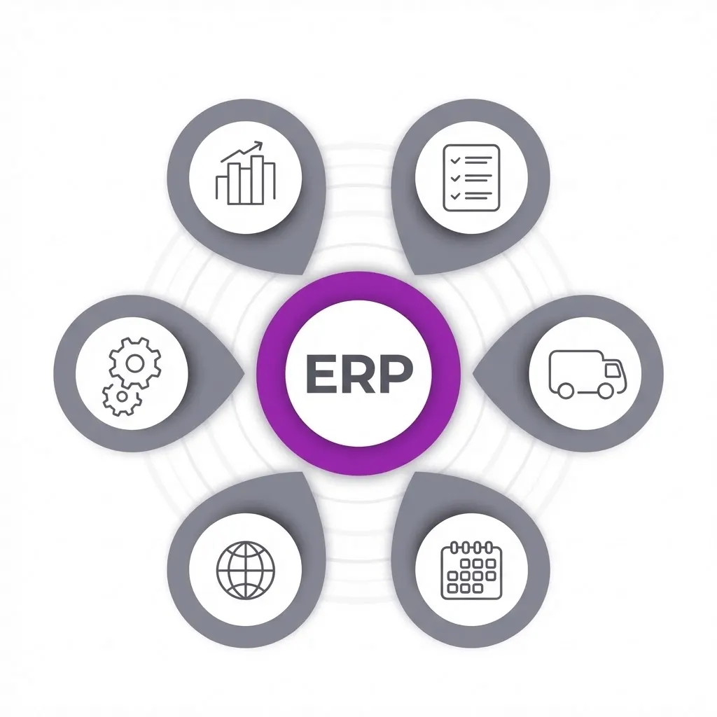 ERP modülleri ve iş süreçleri diyagramı